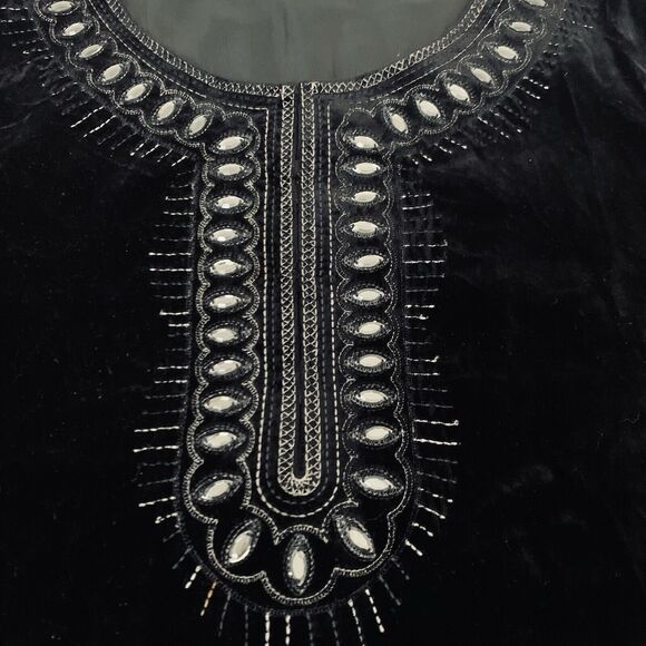 Peter Nygard Tunic 3X* Black Velvet Rhinestone Embellished Celestial Whimsygoth - Picture 4 of 9